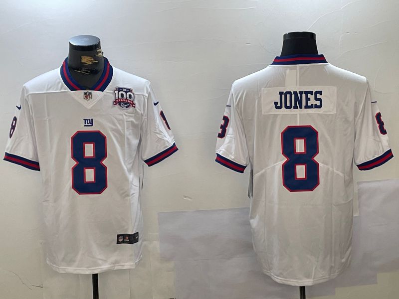 Men New York Giants #8 Jones White 2024 Nike Vapor Limited NFL Jersey style 2